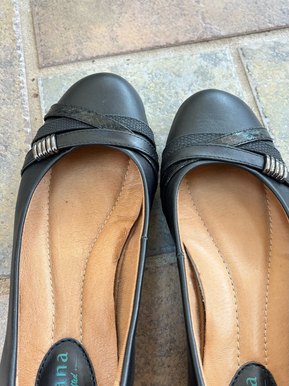 Montana West Black Slip-On Ballet Flats with Silver Accent